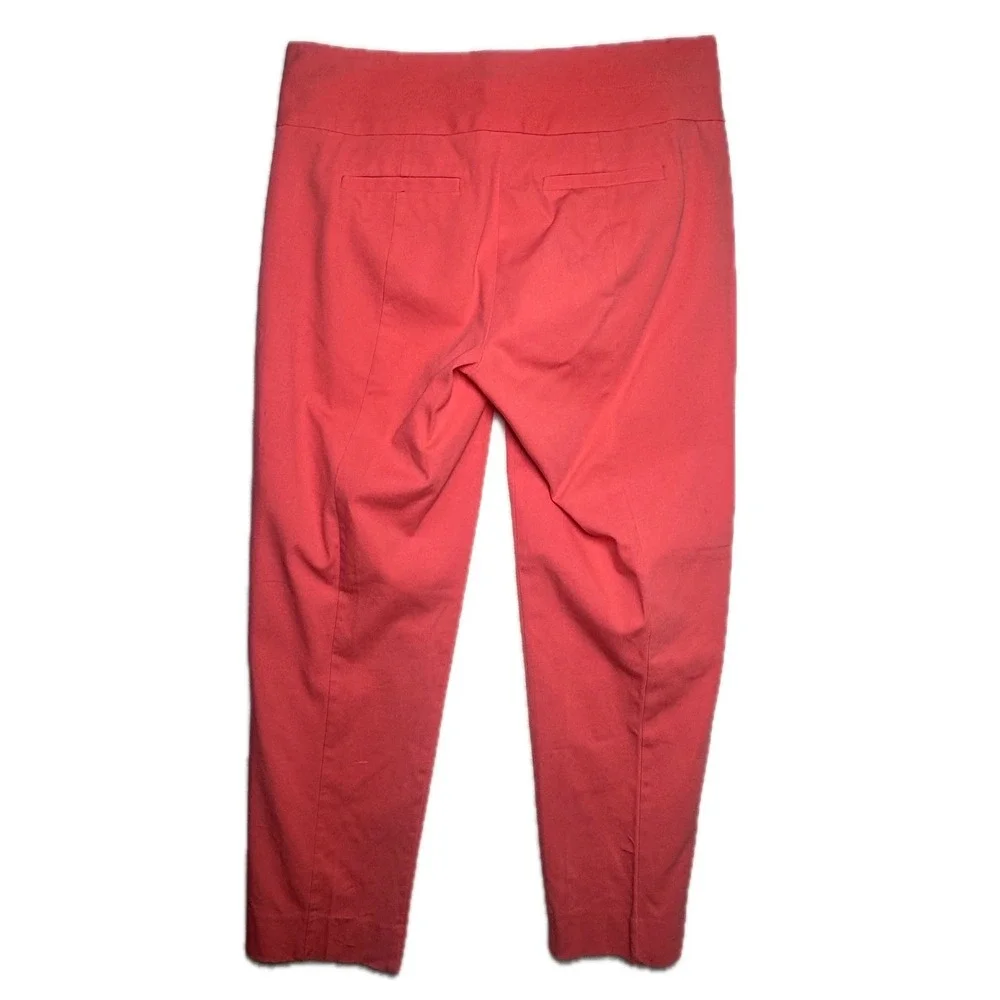 ELLE Women Coral Cropped Pants Size 6‎ Flat Front Stretch Slim Fit